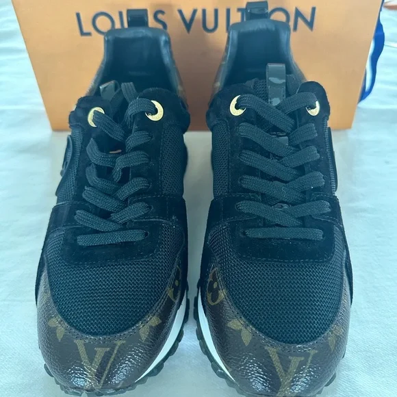 Louis Vuitton Black Suede & Monogram Low-Top Sneakers with Gold Accent - Picture 3 of 16